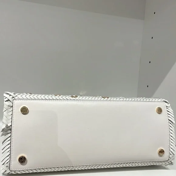 Michael Kors Hamilton white leather woven satchel bag - Picture 6 of 7